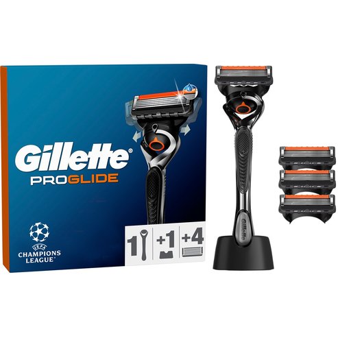Gillette ProGlide 1 Дръжка, 4 Резервни Глави & Подарък 1 Стойка