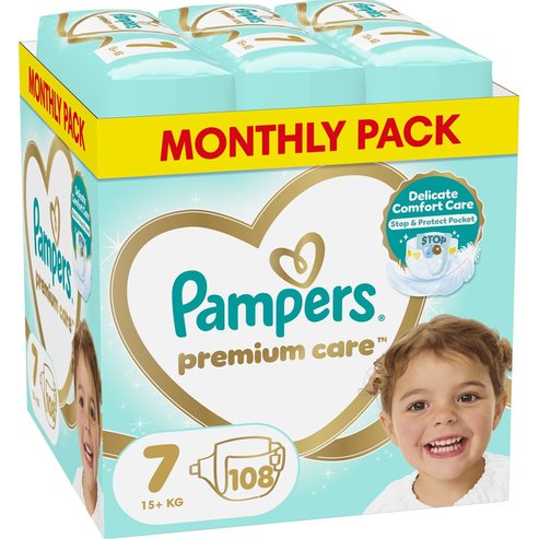 Pampers Premium Care Monthly Pack Νο7 (15+kg) 108 бр (3x36 бр)