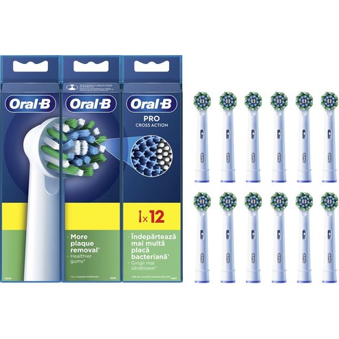 Oral-B Pro Cross Action Medium Electric Toothbrush Replacement Head White 12 бр