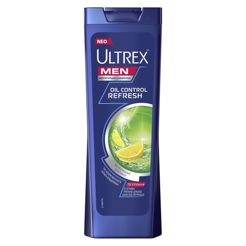 Ultrex Men Oil Control Refresh Шампоан против пърхот с екстракт от лимон, за мазна коса и мазен скалп 360ml