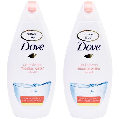 Dove Промо комплект Anti-Stress Micellar Water Body Wash Мек и нежен душ гел с Anti-Stress действие 2x750ml 1+1 Подарък