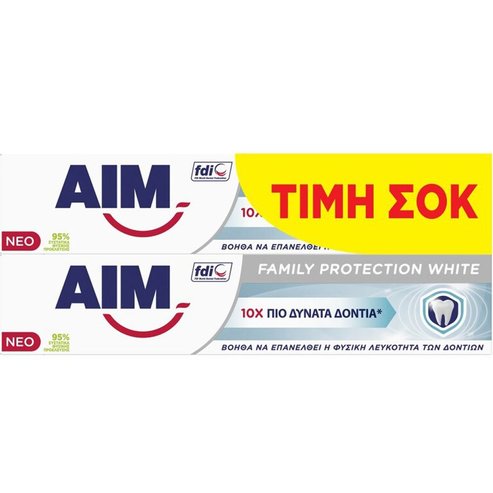 Aim Promo Family Protection White Toothpaste 2x75ml