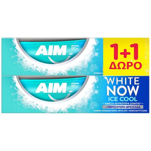 Aim PROMO PACK White Now Ice Cool Mint Паста за зъби за незабавно по-бели зъби, с хладен ментов вкус 1+1 подарък 2 x 75ml