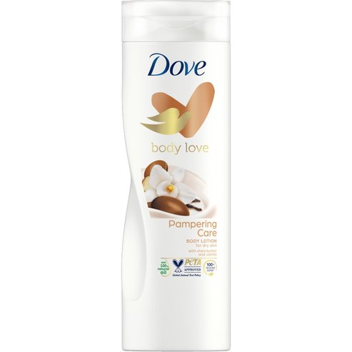 Dove Body Love Pampering Care Body Lotion Хидратиращ лосион за тяло, идеален за суха кожа с масло от ший и ванилия 400ml