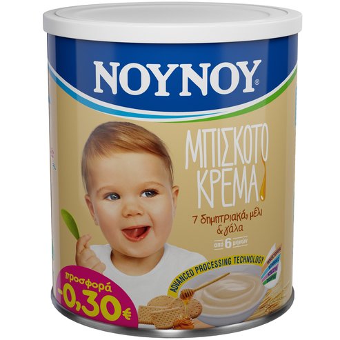 Nounou Бисквитен крем със 7 зърнени храни, мед и мляко 300гр на специална цена