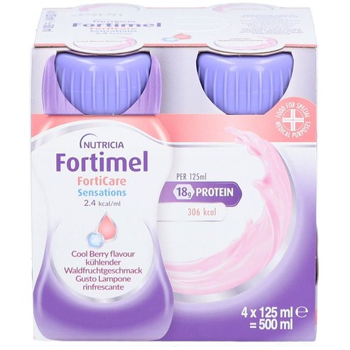 Nutricia Fortimel Forticare Sensations 2,4 kcal/ml Cool Berry Flavour 4x125ml