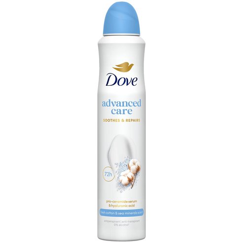 Dove Advanced Care 72h Soothes & Repairs Fresh Cotton & Sea Minerals Scent Дезодорант със 72-часова антиперспирантна защита с аромат на свеж памук 150ml