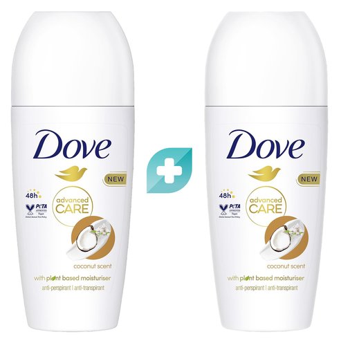 Dove PROMO PACK Advanced Care Roll-On Coconut Scent 48h 2x50ml (1+1 Подарък)