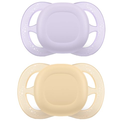 Philips Avent Ultra Start Silicone Orthodontic Soother 0-2m, 2 части - лилаво / жълто