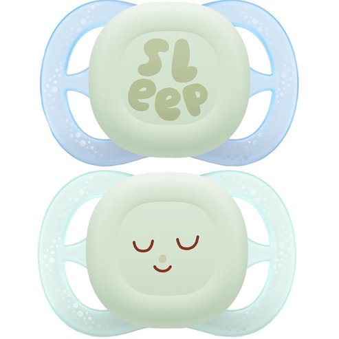 Philips Avent Ultra Start Nighttime Silicone Orthodontic Soother 0-2m, 2 части - зелено / синьо