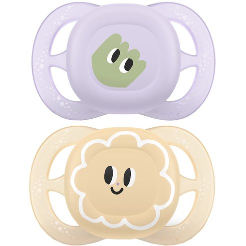 Philips Avent Ultra Start Silicone Orthodontic Soother 0-2m, 2 части - лилаво / жълто