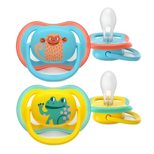 Philips Avent Ultra Colors of Nature Silicone Soother Ultra Soft 18m+ Код SCF349/58, 2 бр - Сини / Жълти дизайни