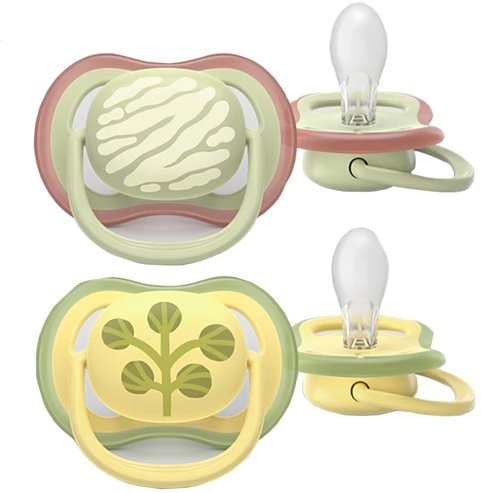 Philips Avent Ultra Colors of Nature Silicone Soother Ultra Soft 18m+ Код SCF349/51, 2 бр - Зелено / Жълто