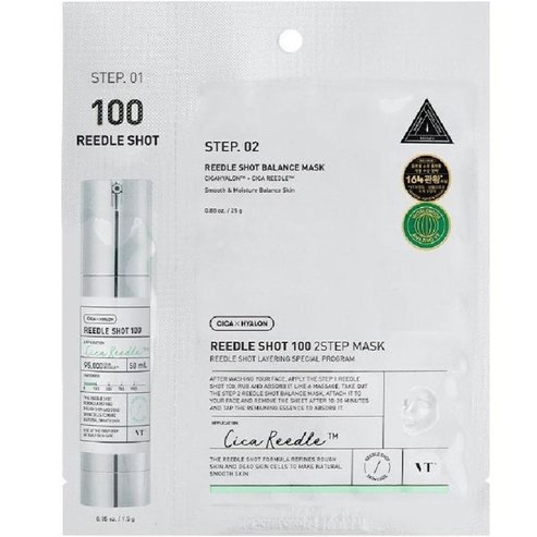 VT Cosmetics Step 1 Reedle Shot 100 1,5g & Step 2 Soft Deep Mask 25g Двустъпкова маска за подобряване на загрубялата кожа, премахване на мъртвите клетки и естествено гладка кожа