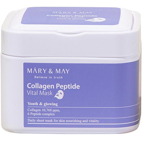 Mary May Collagen Peptide Youth & Glowing Vital Mask Текстилни маски за лице с колаген & пептиди за стегнатост & еластичност 30 броя