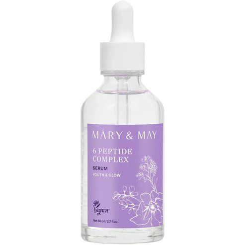 Mary & May Youth & Glow 6 Peptide Complex Serum Серум за лице с 6 вида пептиди за регенерация на кожата & намаляване на видимостта на бръчките без аромат 80ml