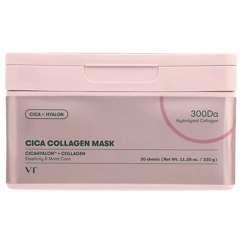 VT Cosmetics Cica Collagen Mask Маски за лице с колаген за успокояване & стягане на сухата, уморена кожа 30 броя
