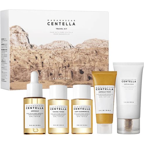 Skin1004 Promo Madagascar Centella Light Cleansing Oil 30ml & Ampoule Foam 20ml & Toning Toner 30ml & Ampoule 30ml & Soothing Cream 30ml