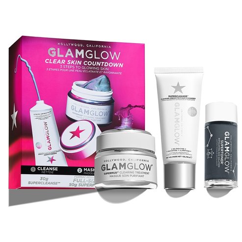 Glamglow PROMO PACK Clear Skin Countdown με Supercleanse Cream to Foam Cleanser 30gr & Supermud Clearing Treatment 50gr & Supertoner Exfoliating Acid Solution 30ml