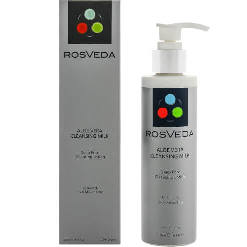 RosVeda Aloe Vera Cleansing Milk 100% Билков състав, емулсия за дълбоко почистване на кожата с алое вера 200мл