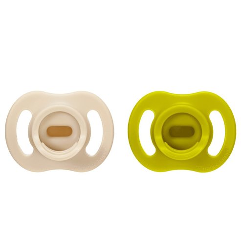 Tommee Tippee Ultrta Light Stay Put Orthodontic Silicone Soother 6-18m, 2 бр - светло зелено / Екрю