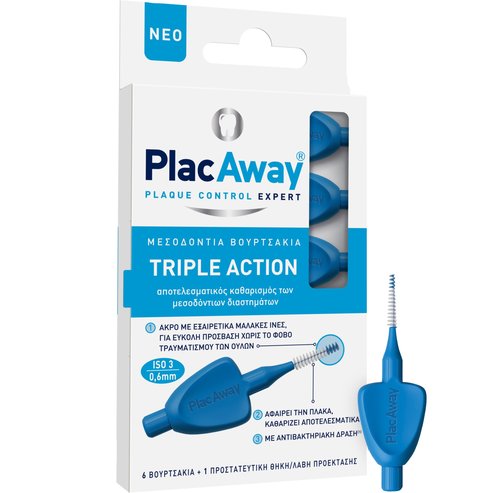 Plac Away Triple Action Iterdental Brushes Extra Soft 6 бр - ISO 3 / 0.6mm