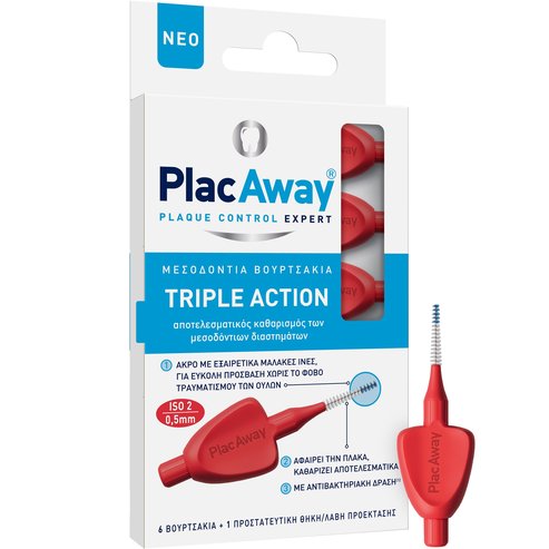 Plac Away Triple Action Iterdental Brushes Extra Soft 6 бр - ISO 2 / 0.5mm