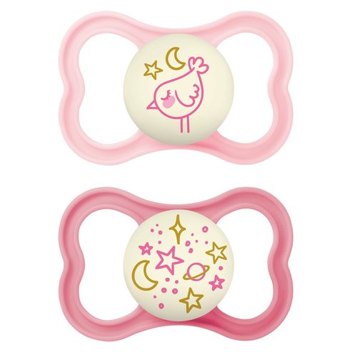 Mam Supreme Night Silicone Soother 6-16m Код 248S, 2 бр - розова / Фуксия