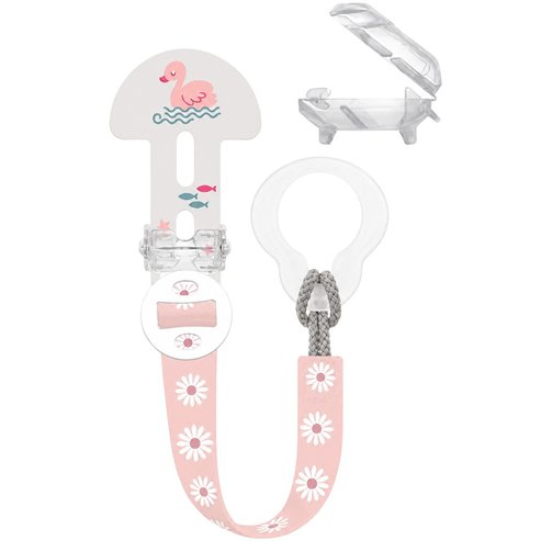 Mam Clip it! & Cover 0m+ Лента за залъгалка с предпазно капаче 1 брой, Код 335G - Розов 3
