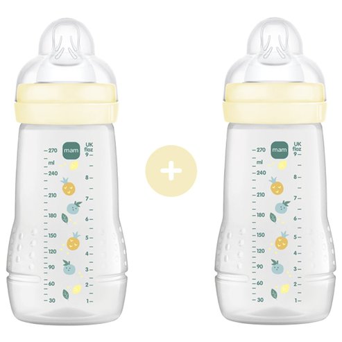 Mam Promo Easy Active Baby Bottle 2m+, Код 363SUc 270ml, 2 бр - Жълто