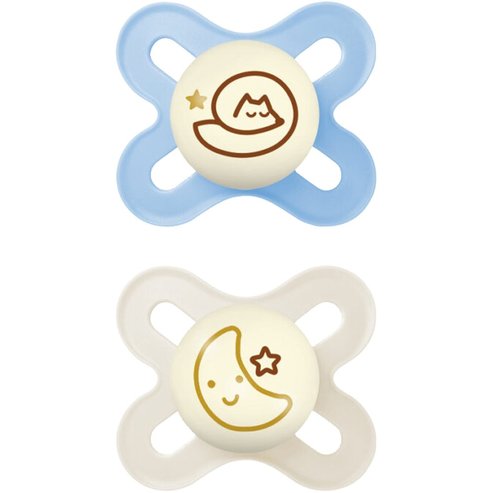 Mam Original Start Night Silicone Soother 0-2m, Код 124SBc 2 бр - светло синя / крем