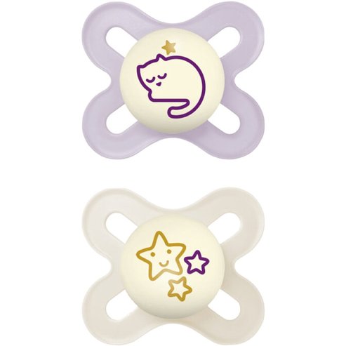 Mam Original Start Night Silicone Soother 0-2m, Код 124SGc 2 бр - Люляк / крем