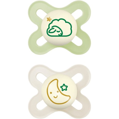 Mam Original Start Night Silicone Soother 0-2m, Код 124SGc 2 бр - Зелено / крем