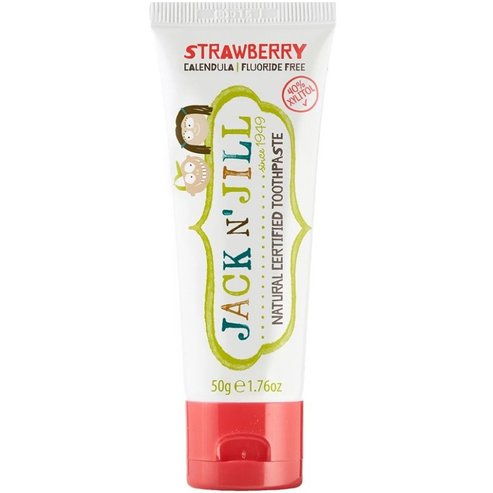 Jack n\' Jill Natural Certified 6m+ Toothpaste Натурална, сертифицирана паста за зъби с прекрасен вкус на ягода за първите никнещи зъбки за бебета от 6 месеца 50g - Strawberry