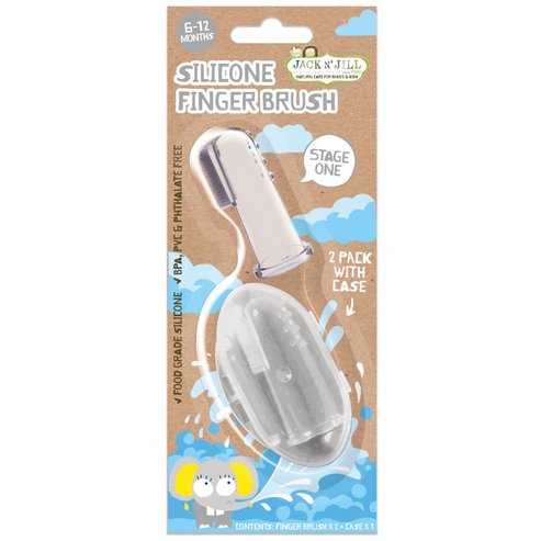 Jack n\' Jill Stage 1 Silicone Finger Brush 6-12m, 2 Броя & Калъф