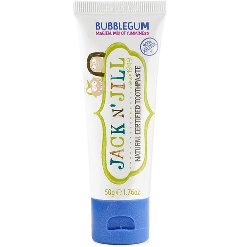 Jack n\' Jill Natural Certified 6m+ Toothpaste Натурална, сертифицирана паста за зъби с прекрасен вкус на дъвка за първите никнещи зъбки за бебета от 6 месеца 50g - Bubblegum