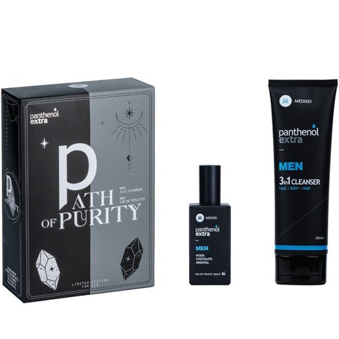 Medisei Panthenol Extra Promo Path Of Purity Men 3in1 Face, Body & Hair Cleanser 200ml & Men Eau de Toilette 50ml