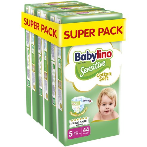 Babylino Sensitive Cotton Soft Super Pack Junior Νο5 (11-16kg) 132 бр (3x44 бр)