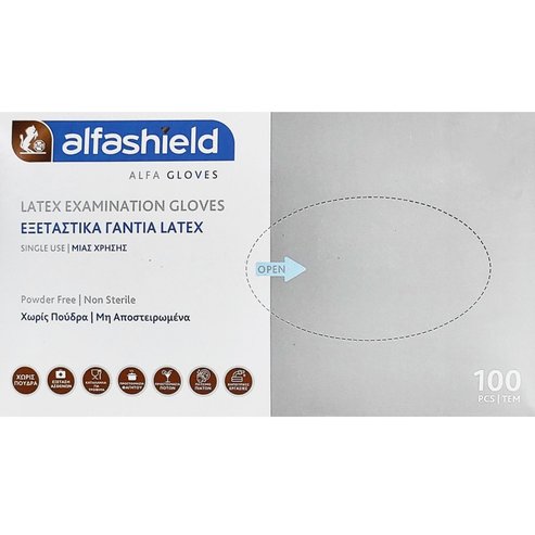 AlfaShield Latex Examination Gloves 100 бр - Large