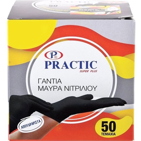 Practic Nitrile Gloves Black 50 бр - Medium