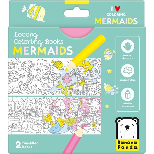 Banana Panda Looong Coloring Fun-Filled Books 2 бр - Mermaids