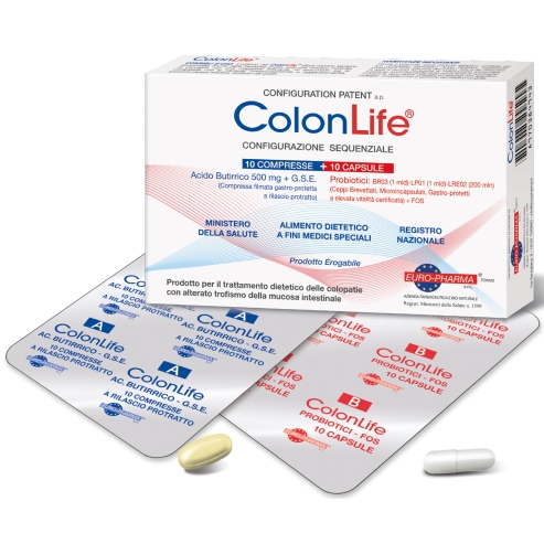 Euro-Pharma ColonLife Естествена добавка за заболявания на дебелото черво 10 tabs & 10 caps