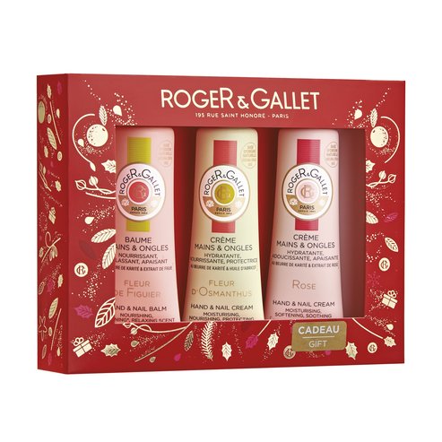 Roger & Gallet Christmas Gift Set Fleur de Figuier, Fleur D\'Osmanthus & Rose Hand & Nail Cream 3x30ml