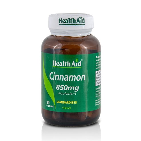 Health Aid Cinnamon 850mg Тя помага на организма в управлението на инсулина 30 таблетки