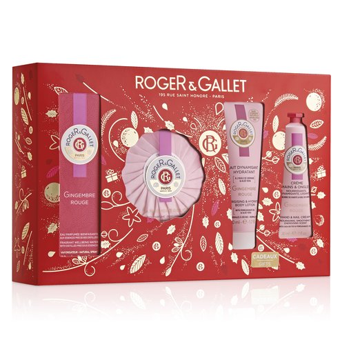 Roger & Gallet Gift Set Gingembre Rouge Eau Parfume 30ml, Soap Bar 100gr, Body Lotion 50ml & Hand and Nail Cream 30ml