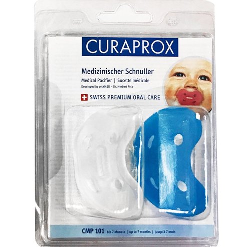 Curaprox CMP 101 Medical Silicone Pacifiere 0-7m 2 части - сини / прозрачни