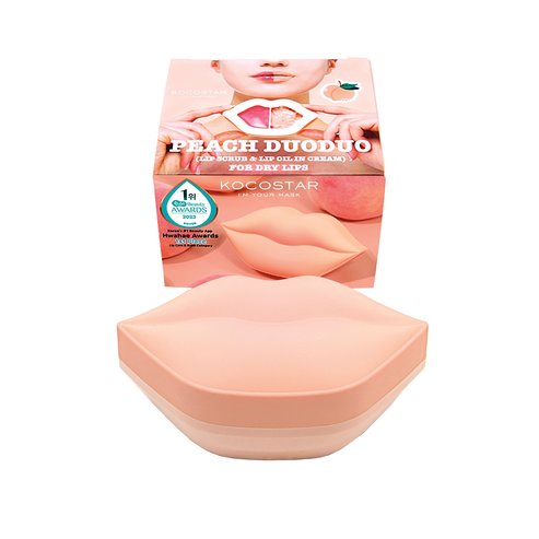 Kocostar Peach Duo Lip Scrub 23g & Lip Oil in Cream 20g