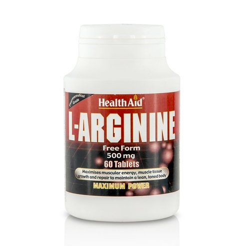 Health Aid L-Arginine Αргинин 500mg За производството на енергия в мускулите 60 таблетки
