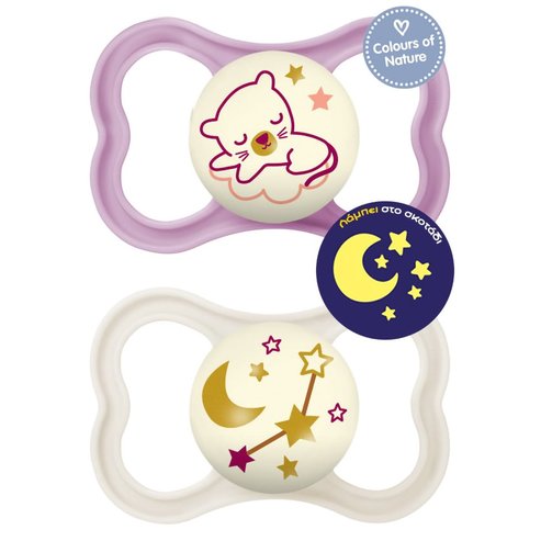Mam Air Night Silicone Soother 16m+ Код 277S 2 части - лилаво/ кремаво