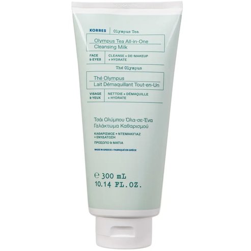 Korres Olympus Tea All-in-One Face & Eyes Cleansing Milk Почистващо Мляко за Лице & Очи с Чай от Олимп, което Осигурява Почистване, Премахване на Грим & Хидратация 300ml